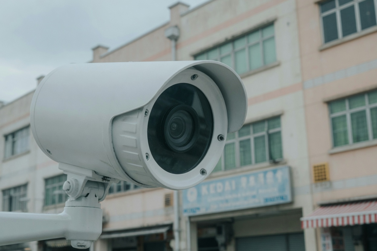 CCTV camera on a building exterior